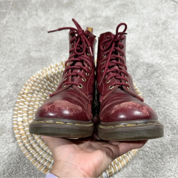 Dr. Martens Women’s Pascal Cherry Shiraz Buttero Leather 8-Eye Boots Size 6 - Picture 6 of 16